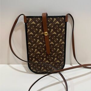 Burberry Tan and Brown Monogram Crossbody Bag